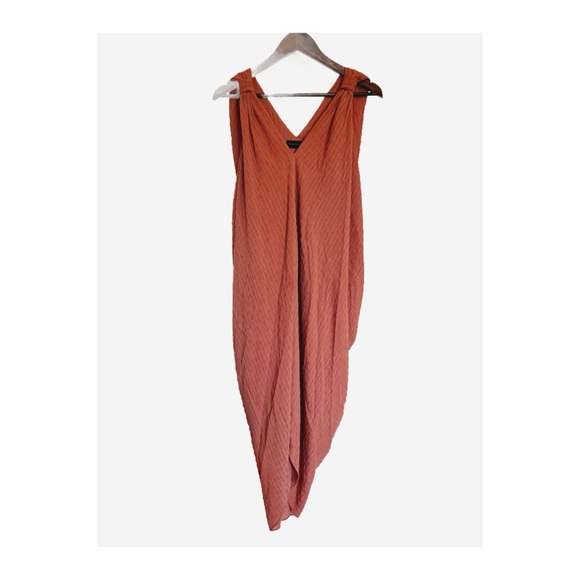 Hatch Amira Sleeveless Caftan Textured Dress Light Orange/ Terracotta One Size - Picture 2 of 7